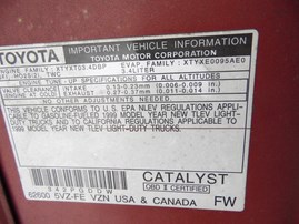 1999 TOYOTA TACOMA SR5 BURGUNDY XTRA CAB 3.4L AT 2WD Z18179